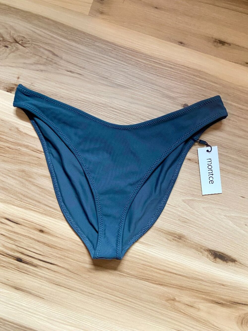 NEW Montce Charcoal Gray Added Coverage Lulu Bikini Bottom Zig Zag Stitch XL NWT